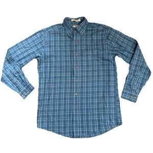 LL Bean Men's Blue Plaid wrinkle Free Button Down Long Sleeve Size Small